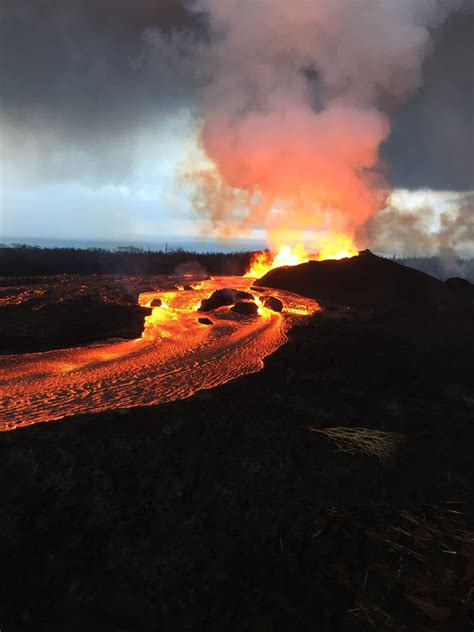 kilauea volcano lava river flows  sea earth earthsky