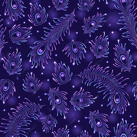 Premium Vector Seamless Pattern With Peacock Feathers On Purple
