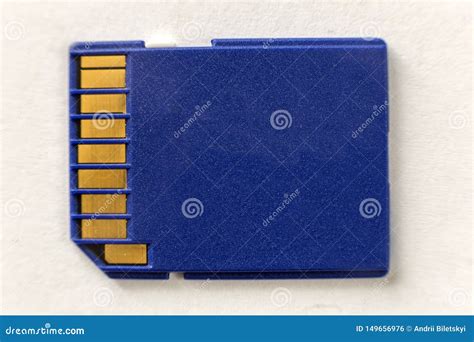 close   blue micro sd memory card isolated  white copy space background modern electronic