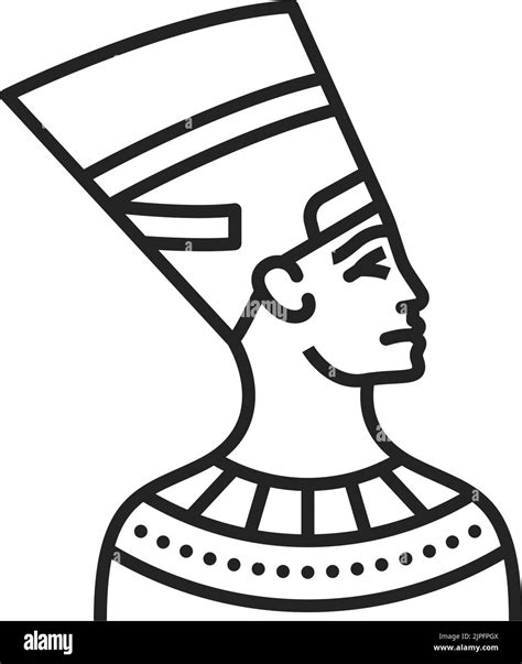 Icône De Vecteur De Contour Isolé Nefertiti Ancienne Reine égyptienne