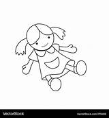 Doll Toy Coloring Vector Royalty sketch template