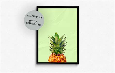 pineapple poster tropical fruit wall art pineapple digital etsy