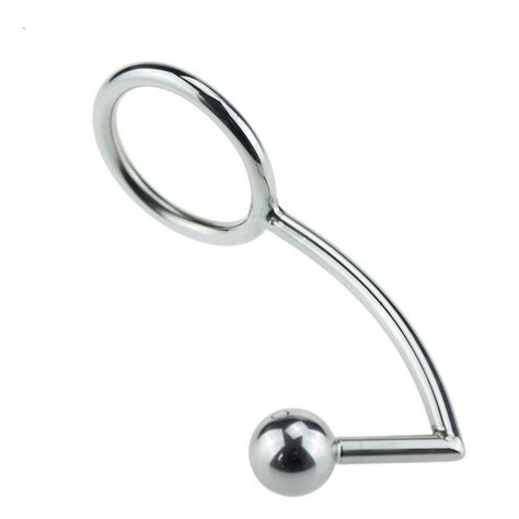 male anal intruder cock ring metal chastity anal hook solid ball