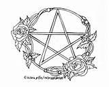 Wiccan Wicca Pentacle Pagan Adult Kolorowanki Pentagram Bajki Designlooter sketch template