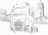 Kleurplaat Daf Xf Vrachtwagen Detaillierter Lkw Malvorlage Ausmalbild sketch template