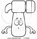 Hammer Mascot Happy Clipart Cartoon Surprised Thoman Cory Outlined Coloring Vector 2021 Clipartof sketch template