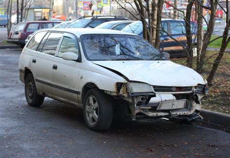 white wrecked car  car bomb  forensic tool  police  stock image image  evidence