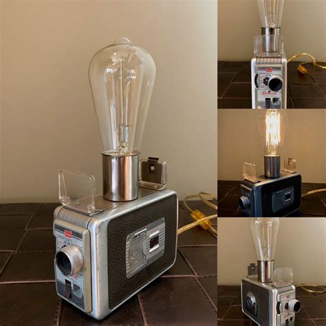 Vintage 8mm Kodak Movie Camera Lamp With Edison Bulb Repurposed Lamp