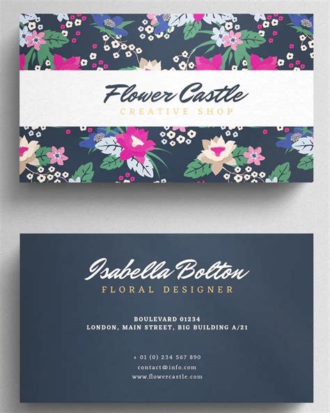 floral business card template psd creative shop card templates