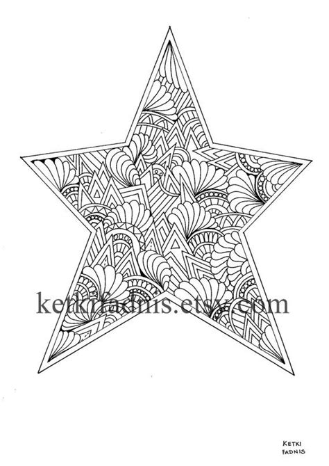 christmas star coloring page instant   digital etsy