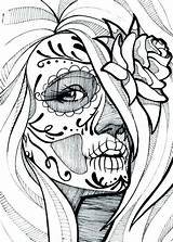 Volwassen Doodskop Skulls Colouring Cool Joker 塗り絵 Teenagers Doodshoofd スケッチ Tekenen アート Uitprinten Downloaden Schets Skelet Catrinas sketch template