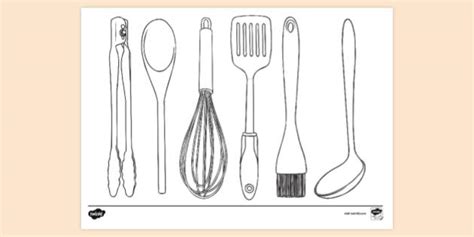 cooking utensils colouring page ks resources twinkl
