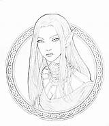 Coloring Pages Elves Princess Elven Elf Female Template Colours Sketch Colouring Adult Wood sketch template