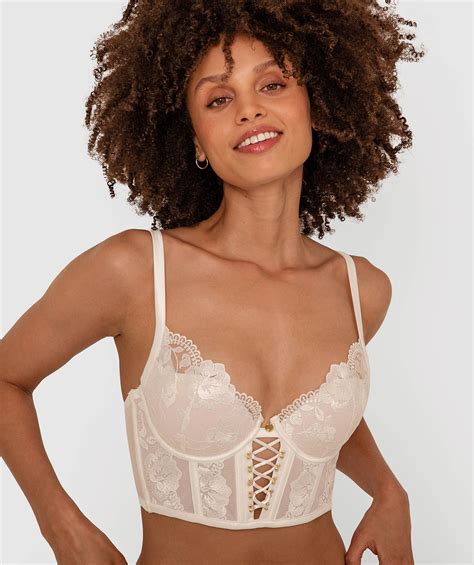 Bras N Things Vamp Summer Fling Push Up Longline Bra Ivory 01365101