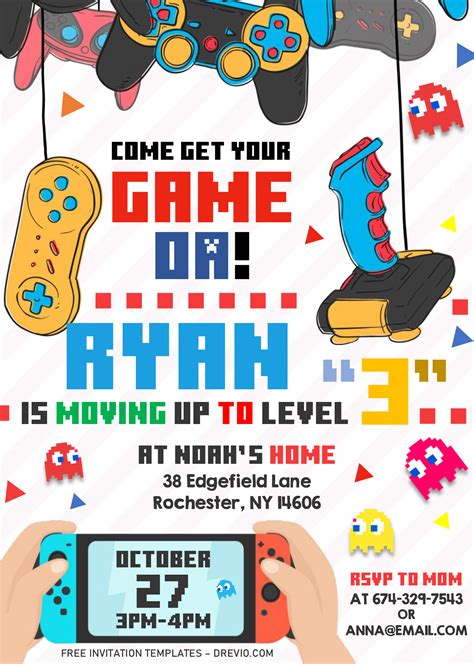 printable gaming party invitation template