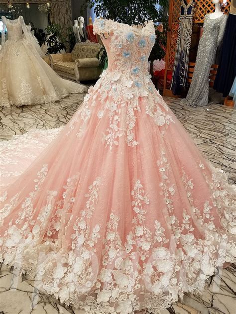 pink bridal gown gorgeous hand  ball gown prom dress tpbridal
