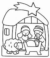 Jesus Coloring Baby Nativity sketch template