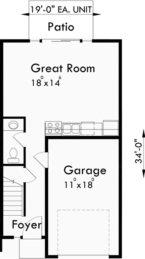 narrow lot duplex house plans  bedroom duplex house plan