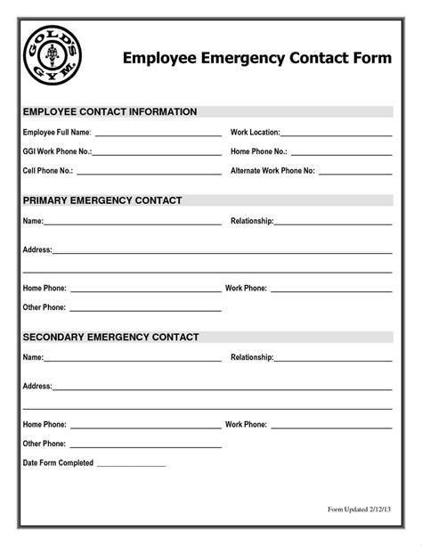 emergency contact form template word dattstar  emergency