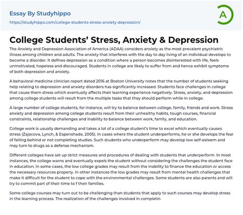 college students stress anxiety depression essay