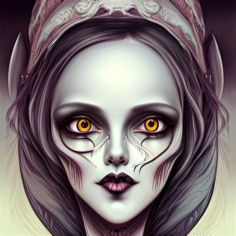 lady lena portrait of a gothic doll in burtonesque style digital art by