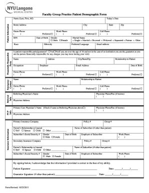 patient demographic forms fill  printable fillable blank