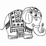 Elephant Mandala sketch template