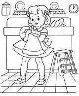 Coloring Pages Chores Vintage Book Dishes Kids Embroidery Washing Girl Doing Color Children Patterns Az Getcolorings Books Introducing Wash Stoddard sketch template