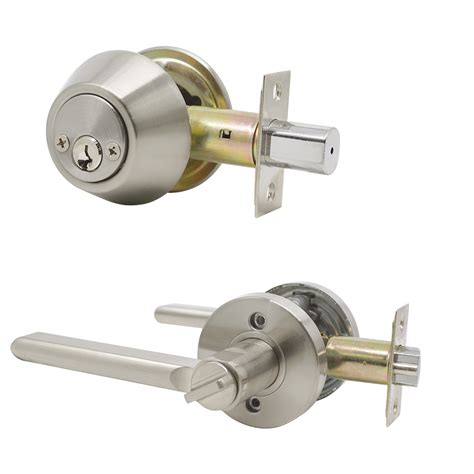 keyed entry door lever lock  double cylinder deadbolts combo pack probrico