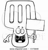 Clipart Coloring Vector Spatula Mascot Holding Sign Happy Cartoon Cory Thoman Outlined 2021 sketch template