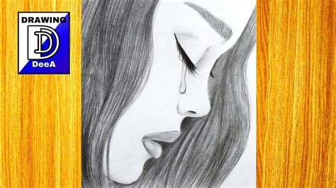 Very Easy Drawing Girl Crying Pencil Sketch Drawing Easy For