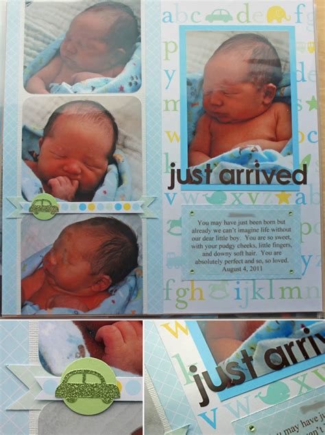 katies nesting spot baby boy scrapbook pages  arrived