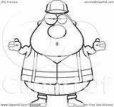 Worker Shrugging Chubby Careless Construction Road Illustration Man Royalty Clipart Vector Thoman Cory sketch template