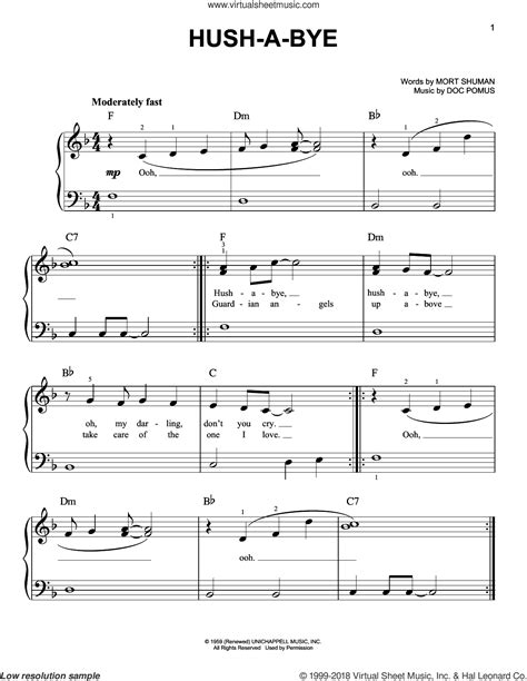 mystics hush a bye sheet music for piano solo [pdf interactive]