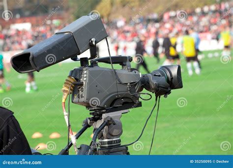 tv camera   football soccer mach stock image image  sports competition