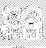 Coloring Outlines Granary Collage Barn Farm Animals Illustration Digital Rf Royalty Clipart Visekart sketch template