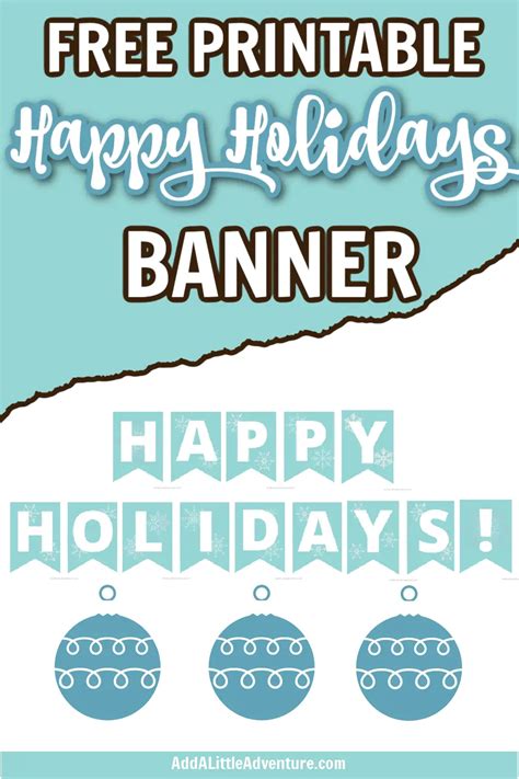 printable happy holidays banner  diy christmas decoration add