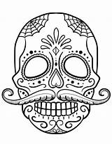 Skull Sugar Coloring Pages Printable Calavera Mustache Print Drawing Simple Para Calaveras Color Line Caveira Skulls Halloween Colorear Muertos Dia sketch template