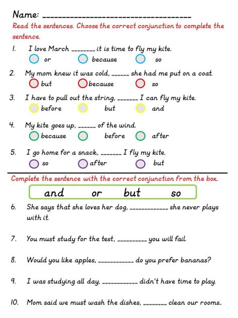 conjunctions   exercise