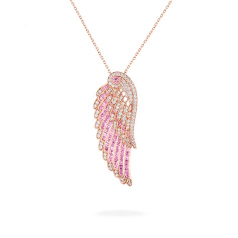 wings embrace pink sapphire and diamond slider pendant in 18ct rose