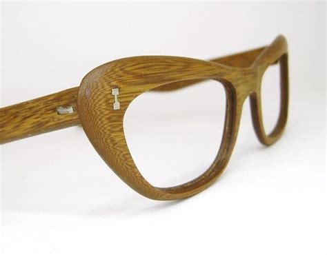 vintage teak wood grain cat eye eyeglasses frame etsy wooden