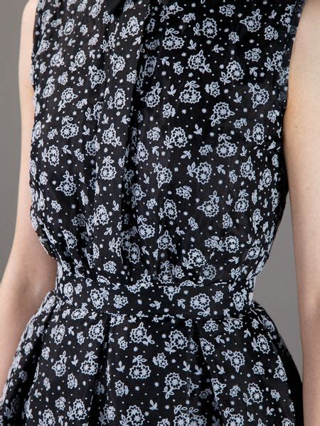 victoria beckham floral sleeveless shirt dress in floral lyst