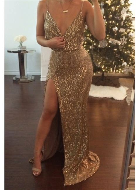 sexy evening gowns elegant deep v neck spaghetti strap prom party