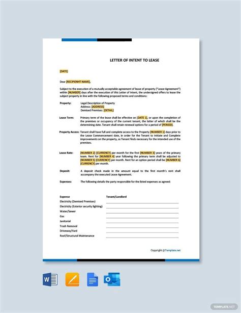 letter  intent  lease space