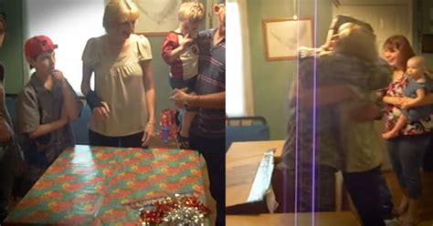 Soldier Surprises Mom In Birthday Present Box