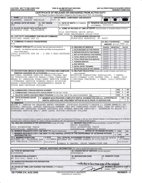 Dd Form 214 Discharge From Army
