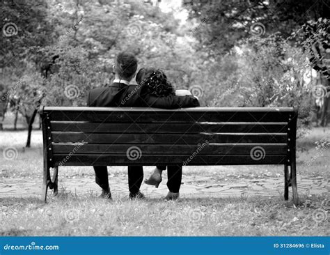 romantic couple   bench royalty  stock image image