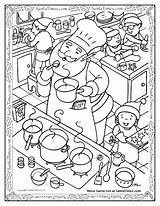 Cooking Coloring Pages Kitchen Santa Utensils Printable Drawing Getcolorings Christmas Food Color Getdrawings sketch template
