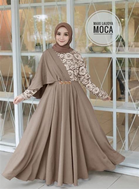 baju gamis long dress hijab model selendang pesta ryn fashion