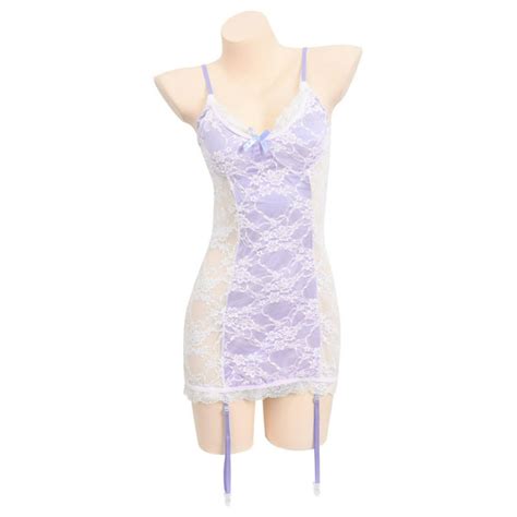 Glamouca Womens Lace Nightdress Naughty Sleepwear G String Thong